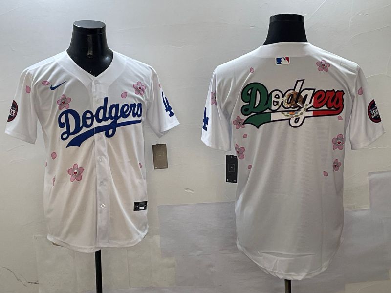 Men Los Angeles Dodgers Blank White Sakura Edition 2025 Nike MLB Jersey style 7->los angeles dodgers->MLB Jersey